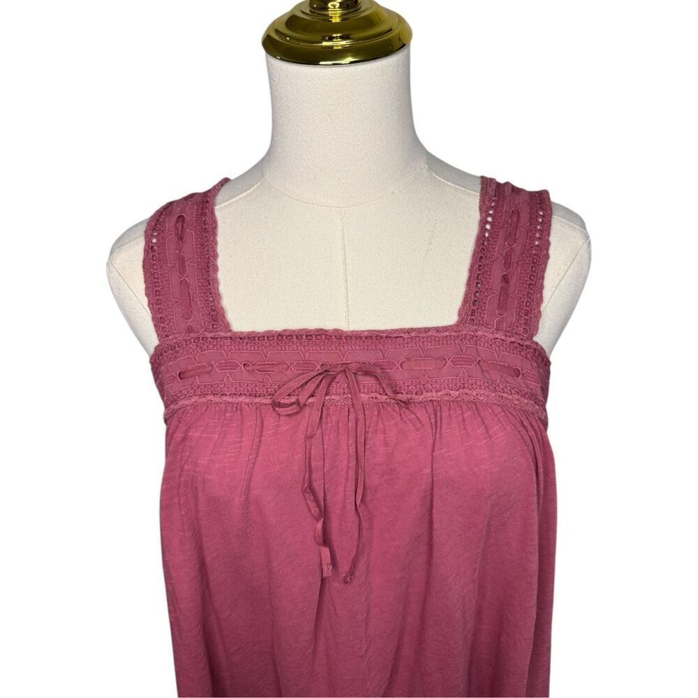 Lucky Brand Women’s XS Square Neck Lace Tank Babydoll Top Rose Brown Flowy Y2K - Picture 5 of 9